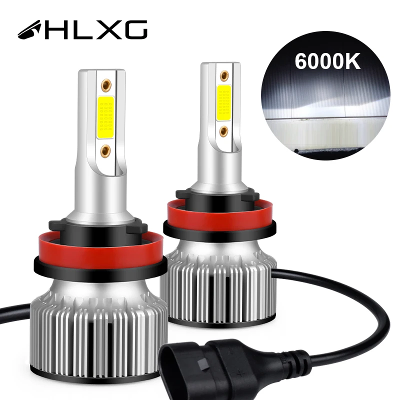 HLXG мини Размеры H7 H4 светодиодный автомобильный светильник H8 H9 9005 9006 головной