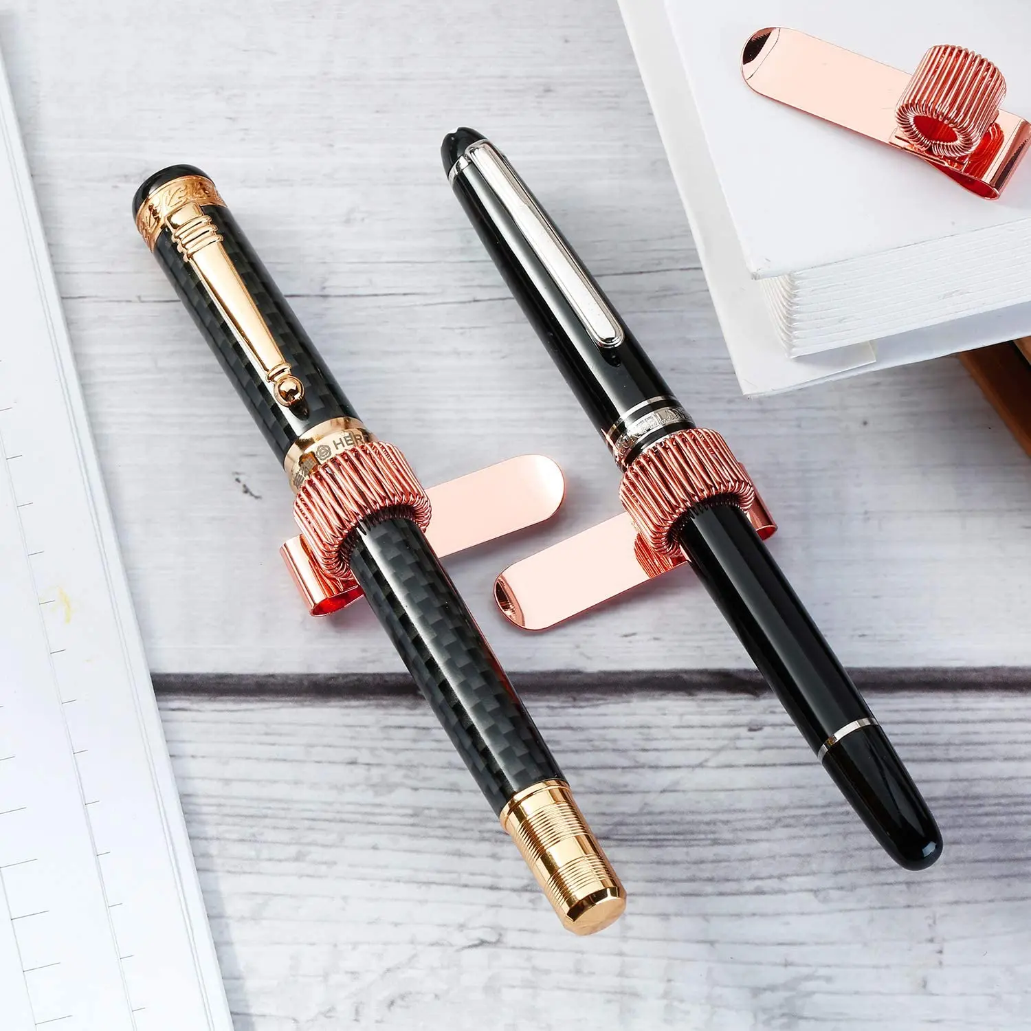 Stainless Pen Holder Clip for Notebook and Clipboard with Spring Fits Almost All Pen Size Use in Home Office Kitchen Car pen accessories
