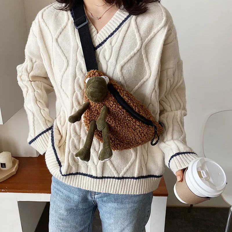 

Autumn And Winter New Arrival Chest Bag Women's Plush Shoulder Bag Versatile INS Shoulder Bag 2019 New Style Fashion mao mao wan