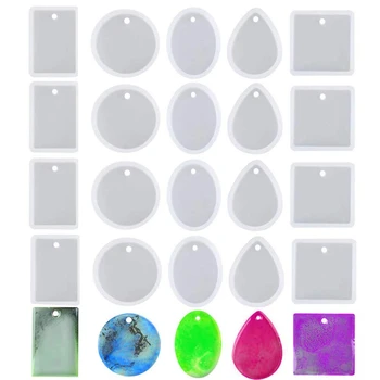 

20Pcs / 1 Sets Jewelry Casting Molds, Silicone Pendant Resin Moulds with Hanging Hole, Jewelry Making DIY Craft Tools - 5 Styles