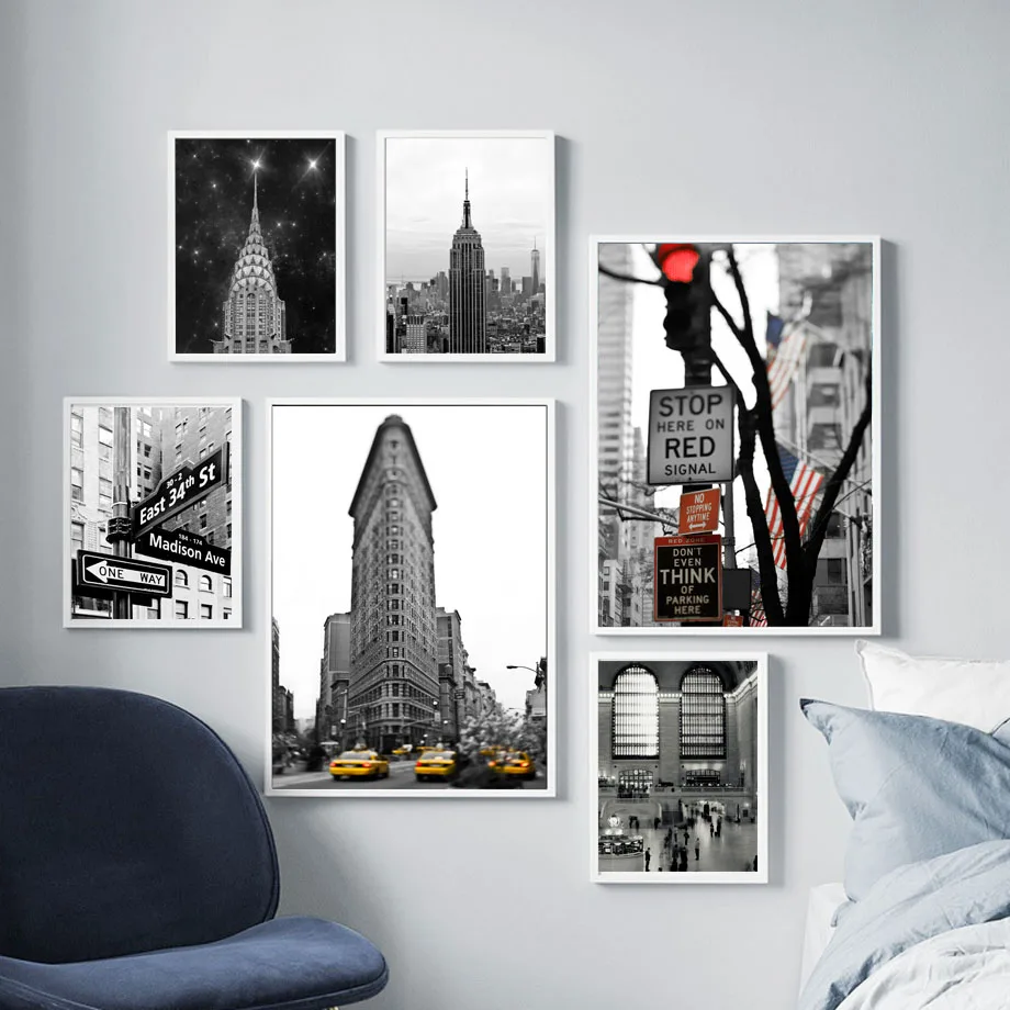 New-York-City-Empire-State-Building-Wall-Art-Canvas-Painting-Black-White-Nordic-Posters-And-Prints