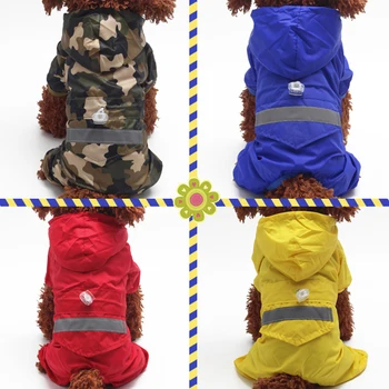 

1Pcs Four Legs Small Hooded Clothe Pet Rainwear Puppy Rain Coat 4Colors S/M/L/XL/2XL Dog Clothes Waterproof Windproof