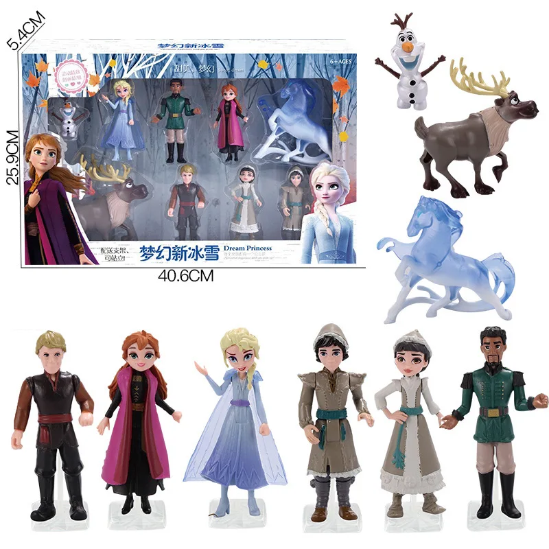 

New 10PCS Fever 2 Snow Queen Elsa Anna PVC Action Figure Olaf Kristoff Sven Anime Dolls Figurines Kids Toy Children Gift