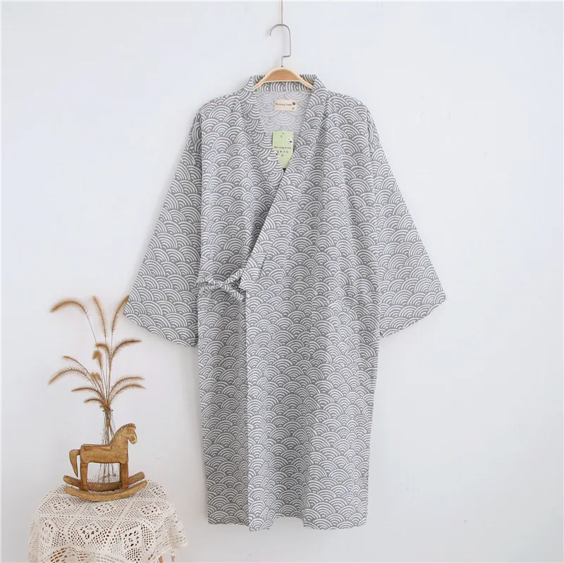 Ночная рубашка, Мужская домашняя одежда, хлопковое кимоно, халат, летняя повседневная одежда для сна с принтом, одежда для отдыха, халат, мужское кимоно