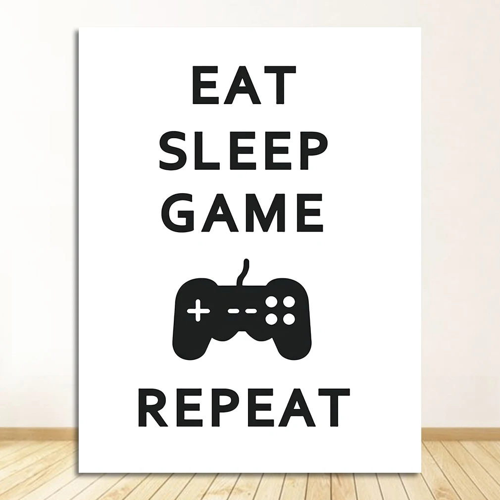 Cheers US Eat Sleep Game Wall Decal Gamer Boy Wall Stickers Vinyl Video Game  Wall Decor Gaming Controller Wall Decals for Boys Room Kids Bedroom Home  Playroom Decoration 