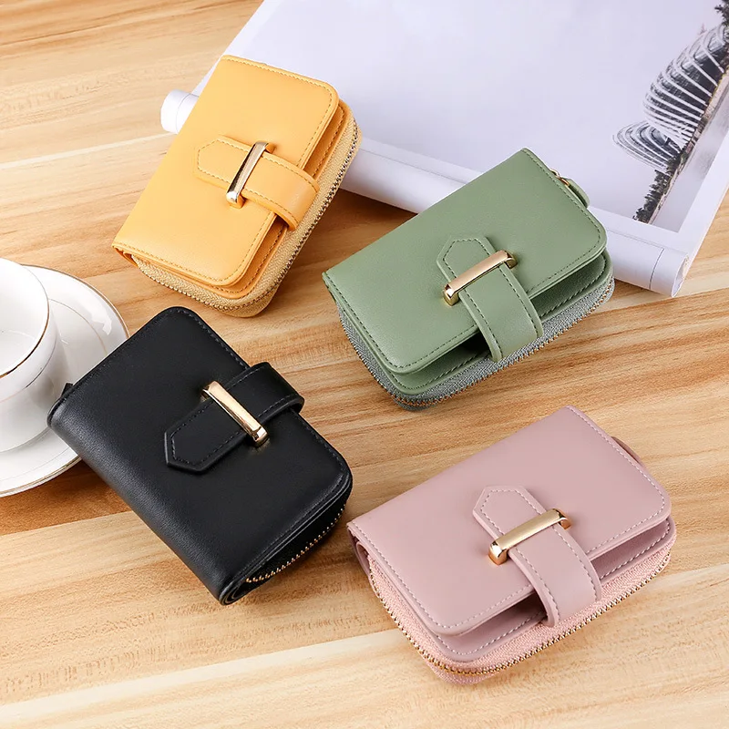 

2019 Spring New Style Retro WOMEN'S Card Holder Card Holder Stripes PU Leather ID Holder Organ Card Clamp Transparent Window