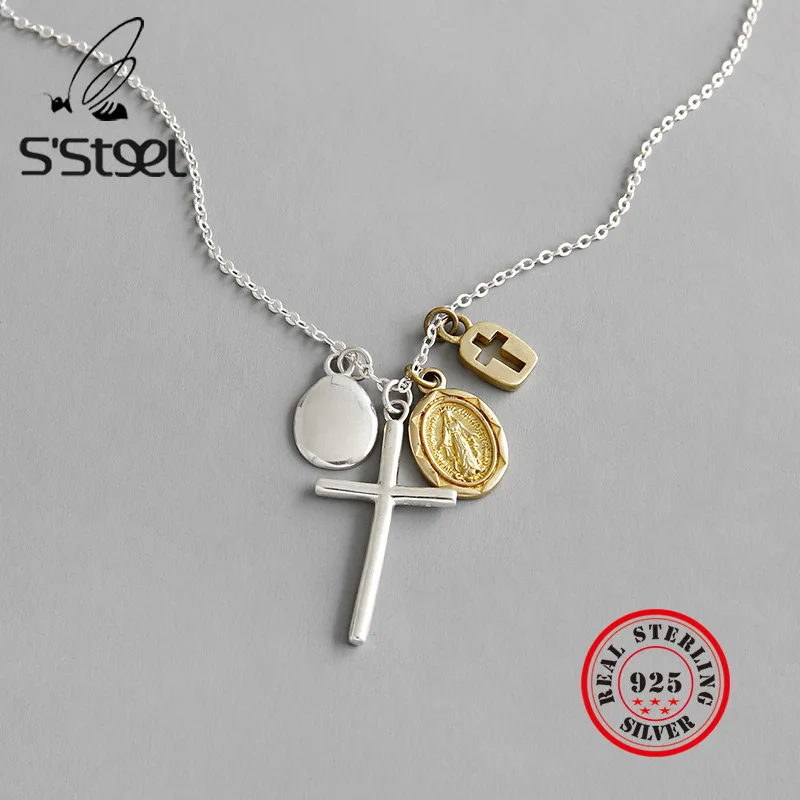 S'STEEL 925 Sterling Silver Pendants Necklaces Vintage Portrait Pendant Gifts For Women Bijoux Argent Massif Pour Femme Jewelry |