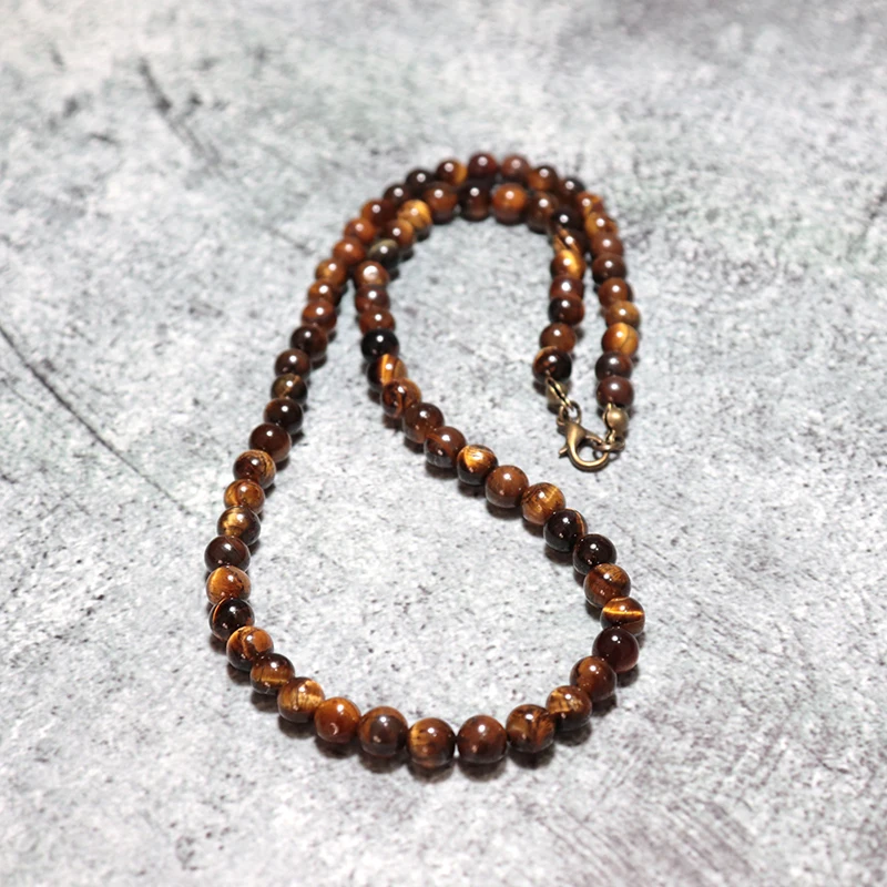 Men Tiger Eye Stone Choker Necklace Punk Accessories