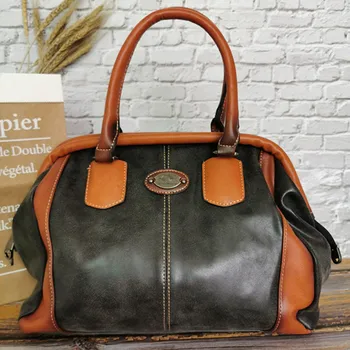 

Vintage Handbags Genuine Leather Women Female Large Capacity Top-handle Bags Shoulder Messenger Bag Ladies Casual Tote Designer