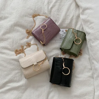 

Bag women fashion 2020 wild summer coin purse ins net red crocodile pattern crossbody bag small square bag chain bag