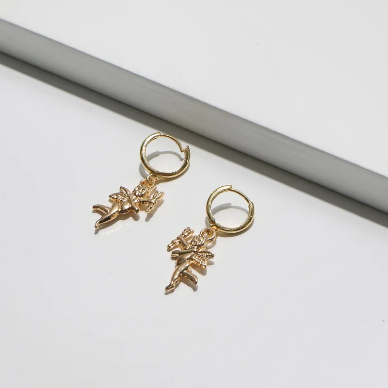 

KOMi Fashion Classic Gold Cupid Sun Heart Evil Eye Flamingo Coconut Tree Earrings for Women Popular Earrings Jewelry Gift A0533