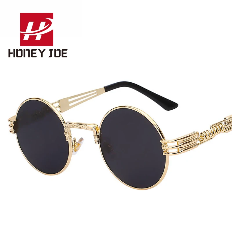 

Gothic Steampunk Sunglasses Men Women Vintage Metal Wrap Frame Eyeglasses Round Shades Brand Designer Sun glasses Mirror UV400