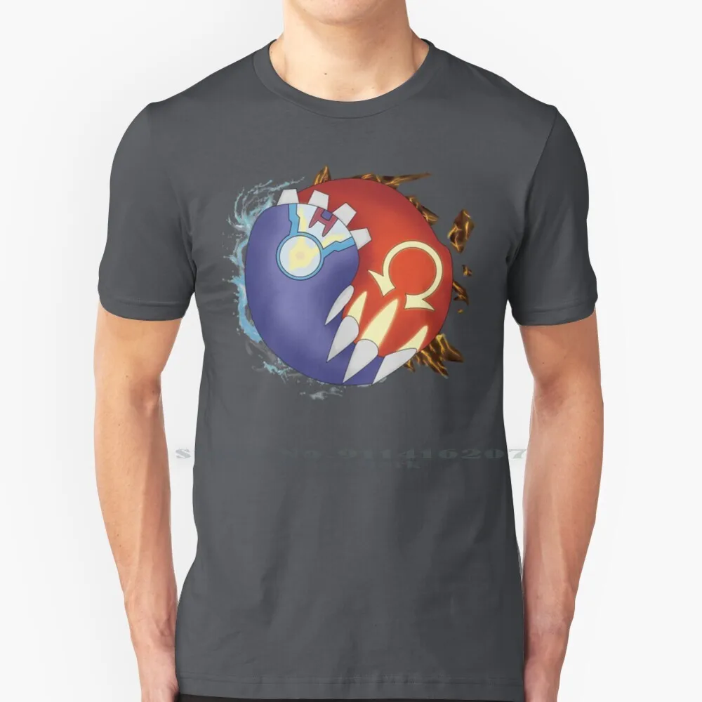 Maglietta Primal Apocalypse 100% Puro Cotone Hoenn Kyogre Groudon Primal Apocalypse Nintendo Ruby Sapphire Alpha Pokeball Yinyang