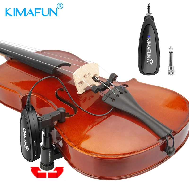 Microfone sem Fio Sistema de Microfone para Violino 2.4g sem Fio Kimafun Violino Instrumento Musical Transmissão Áudio