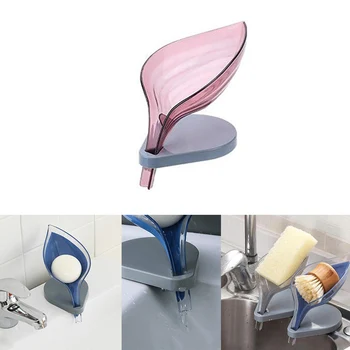 

Reused Leaf Decorative Drainage Soap Holder Rack Draining Durable Storage Tray Case Bathroom Kitchen No Slippery Melting Soap