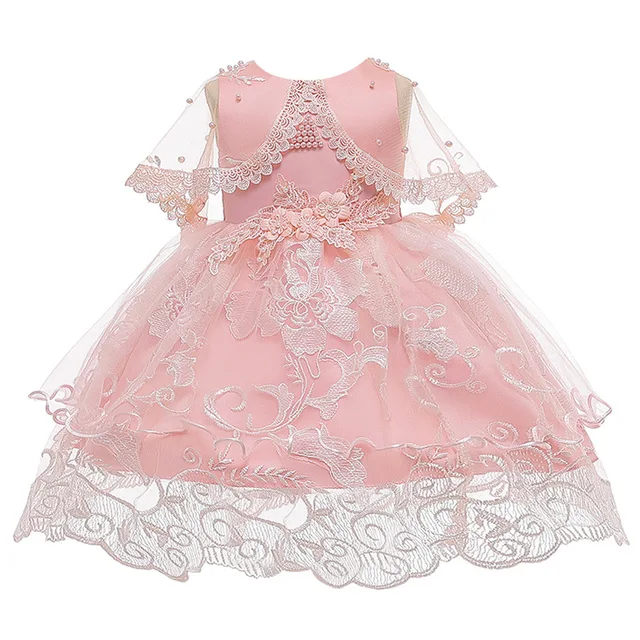 Baby Lace Flower Birthday Gown 01224 month Clothes Newborn Kids Girls