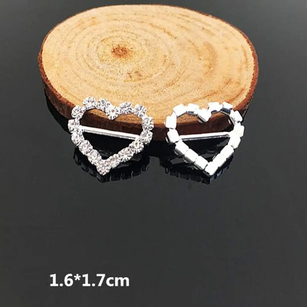 10 шт./упак. круглый квадратный с кристаллом в форме сердца горный хрусталь пряжка приглашение на свадьбу слайдер ленты для свадебных аксессуаров - Цвет: Heart