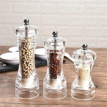 

4/5/6 inch Acrylic Pepper Mill Grinder Manual Pepper Grinder Salt Spices Mill Shaker Transparent Grinding Tools