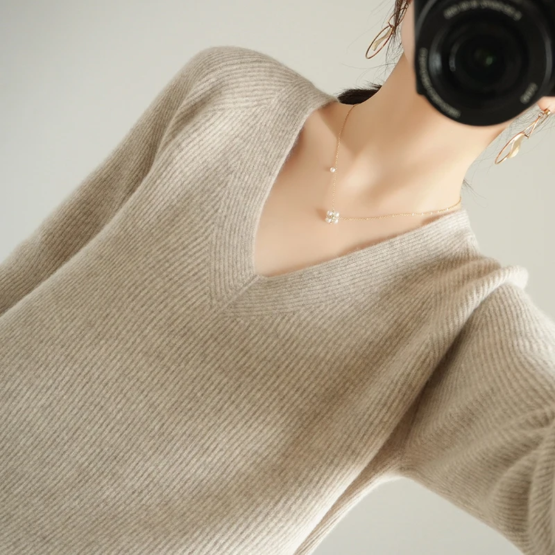 High-End Autumn Winter 100% Cashmere Sweater V-