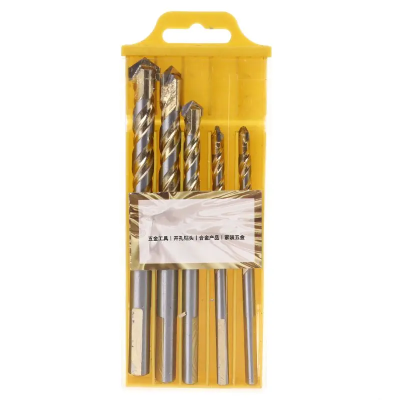 

5pcs 6/6/8/10/12mm Carbide Tipped Drill Bit Set for Masonry Ceramic Tile Wood Metal Concrete Stainless Steel Hole Cutter