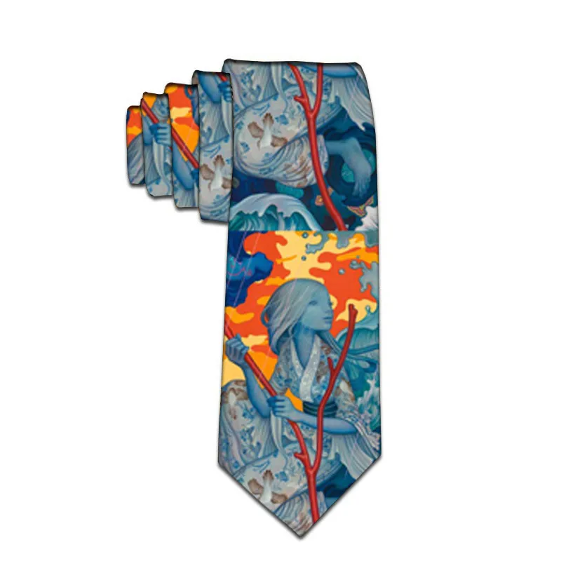 Галстук для мужчин 8 см забавные мужские s Модные Harajuku галстуки с принтами Gravata Bowtie мужские свадебные платья рубашка с завязками аксессуары 7Z-LD48 - Цвет: 07