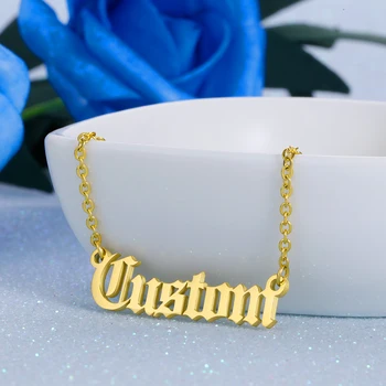 

Custom Name Necklace Stainless Steel Gold Rose Sliver Personalized Number Name Letter Necklace for Women Men Trend Jewelry Gift