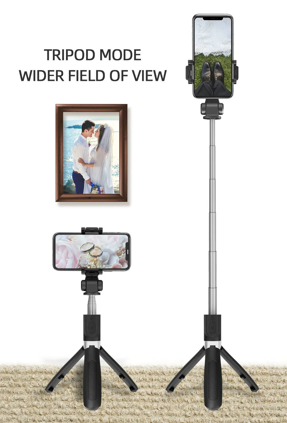 ไม้เซลฟี่ New Wireless Bluetooth Selfie Stick Tripod with Remote