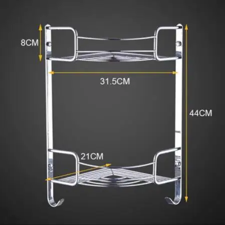 Черная латунная Двухуровневая полка для ванной комнаты, угловая полка для ванной комнаты, настенная полка для ванной комнаты, полка для ванной комнаты - Цвет: chrome