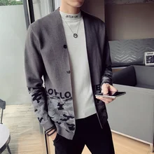 Брендовый мужской свитер, уличная одежда, модный свитер, подростковое пальто, мужской свитер с карманом, Осень-зима, вязаный хлопковый шерстяной кардиган для мужчин, KK3012