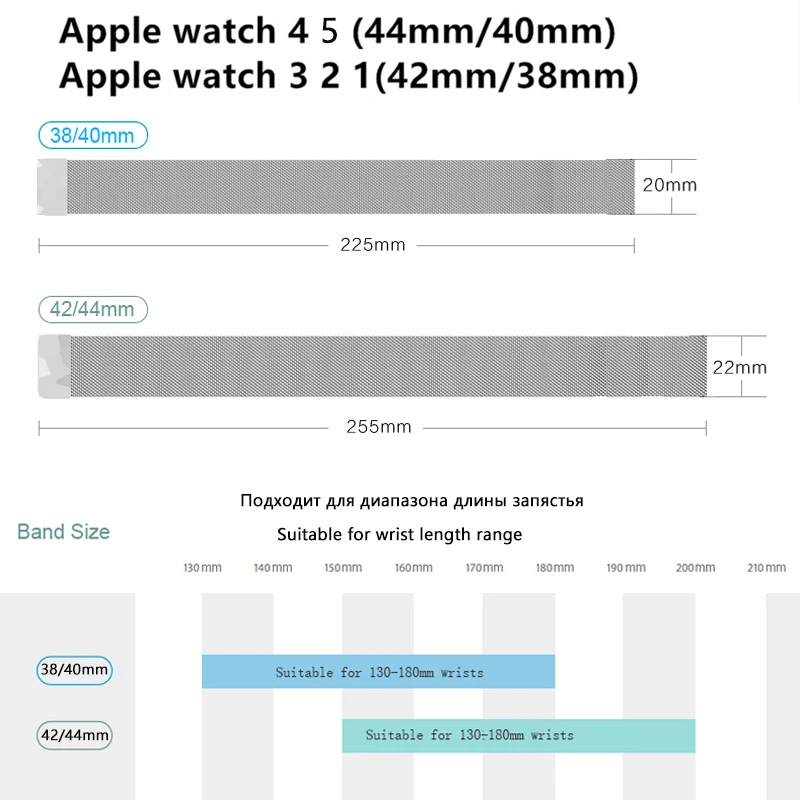 BAPICK 42 мм 38 мм Миланская петля Браслет для Apple Watch ремешок 40 мм 44 мм ремешок из нержавеющей стали для Apple Watch серии 5 4 3 2 1 ремешок
