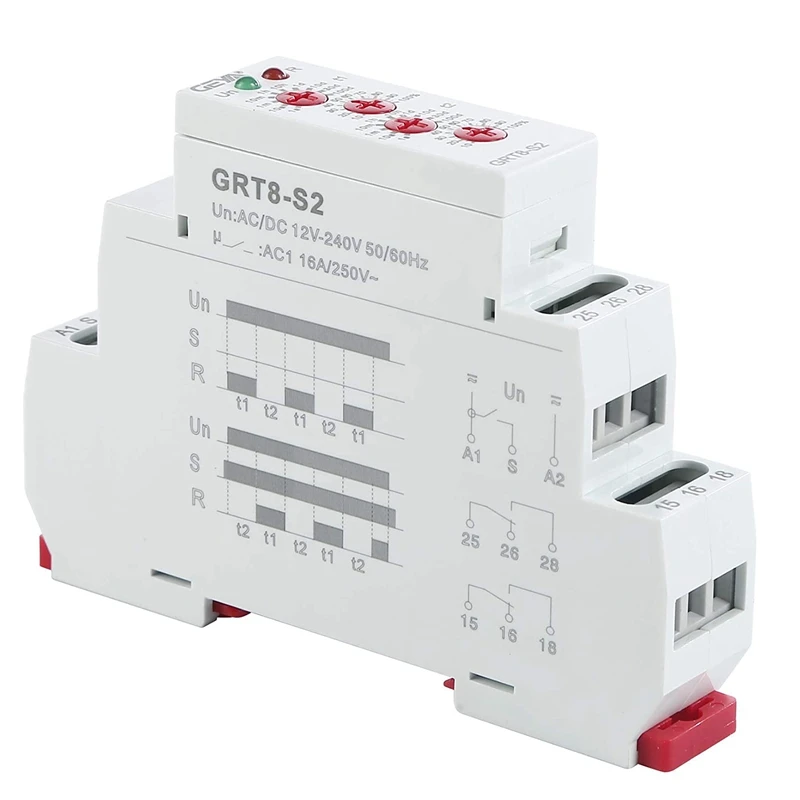 GEYA реле времени GRT8 S2 AC/DC12V 240V ассиметричный цикл таймер SPDT электронное повторное