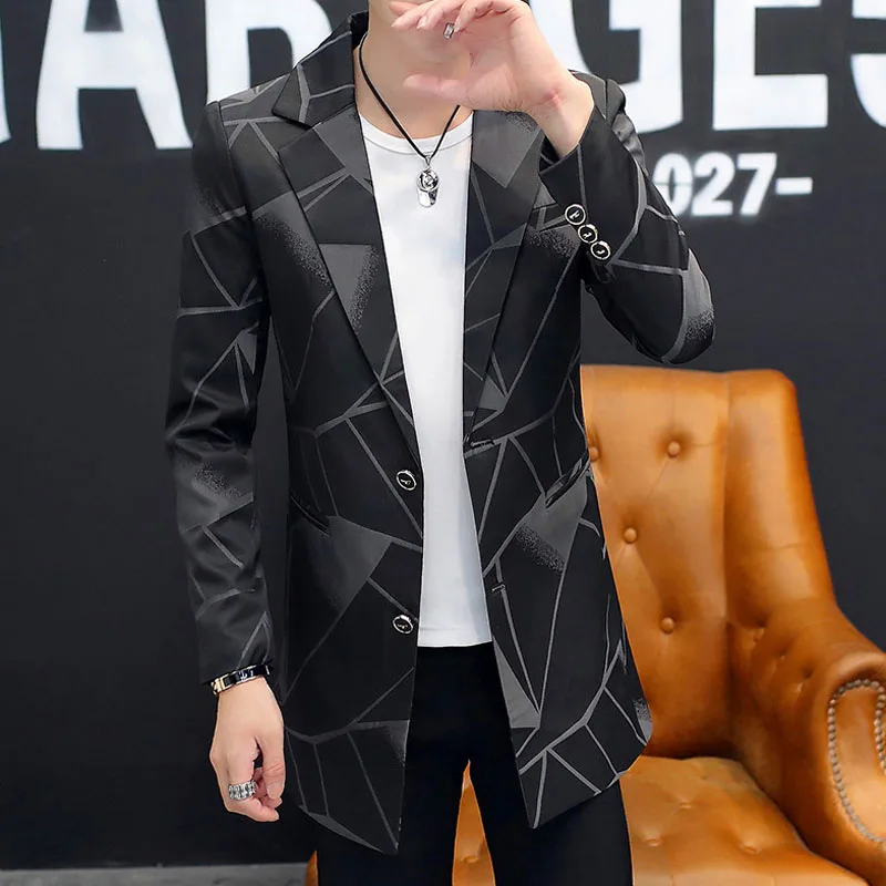 

Men Blazer Long 2019 New Arrival Spring And Autumn Male Leisure Suit Pocket Handsome Coat Casual Korean Style Hot sale X09