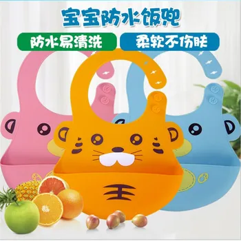 

New Style High Quality Comfy Cartoon Animal Kids Cute Kid Infant Bibs Baby Soft Silicone Bib Waterproof Saliva Dripping Bibs