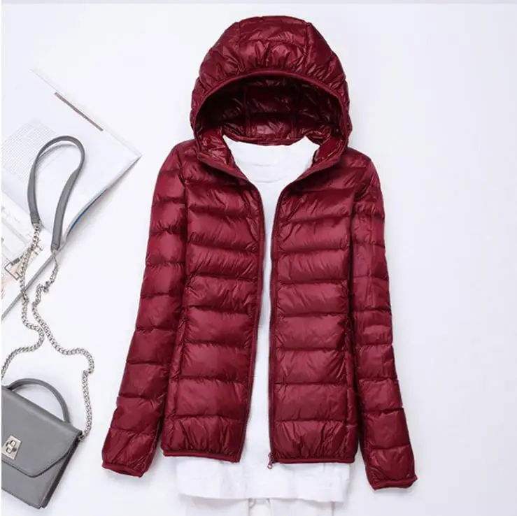 style1 wine red Ультралегкие женские куртки-пуховики, новинка, зимнее пальто с капюшоном, с длинным рукавом, теплое, приталенное, 7XL, плюс размер, куртка для девушек, jaqueta feminina - Цвет: style1 wine red