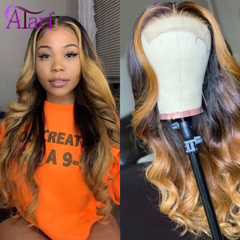 Ombre Brown Wig 13X4 HD Lace Frontal Body Wave Wigs Indian Colored Human Hair Virgin Wholesale Price For Women | Шиньоны и парики