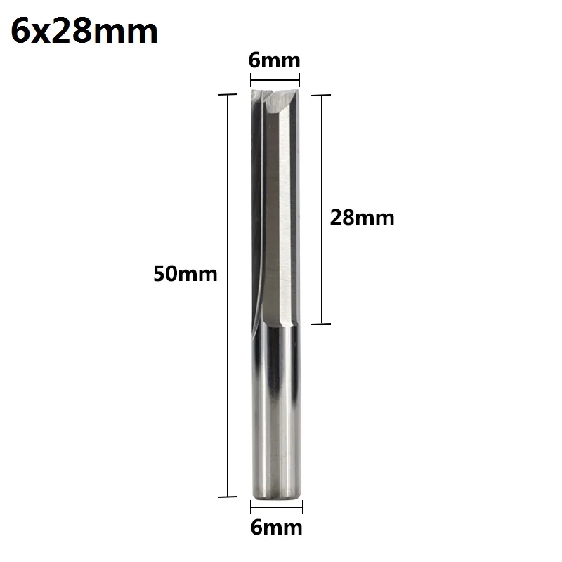 6x28mm 10 шт. 4/6 мм хвостовик 2 флейты прямая Концевая фреза типа ЧПУ фреза для древесины MDF Пластик гравировки карбида прямой фреза - Длина режущей кромки: 6x28mm