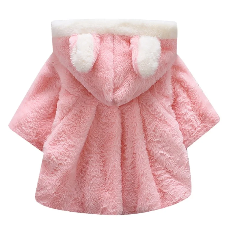 Baby Boys Girls Solid Print Ear Design Long Sleeve Children Kids Warm Winter Coat Hoodie Outerwear Clothes Children\'s Sets