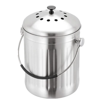 

Big deal Compost Bin,Stainless Steel Kitchen Compost Pail Compost Caddy,for Indoor Countertop Kitchen Recycling Bin Pail (Silver