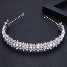 Jankelly жемчужные женские свадебные головные уборы с кубиком циркония свадебные аксессуары для волос головной убор свадебные диадемы для волос