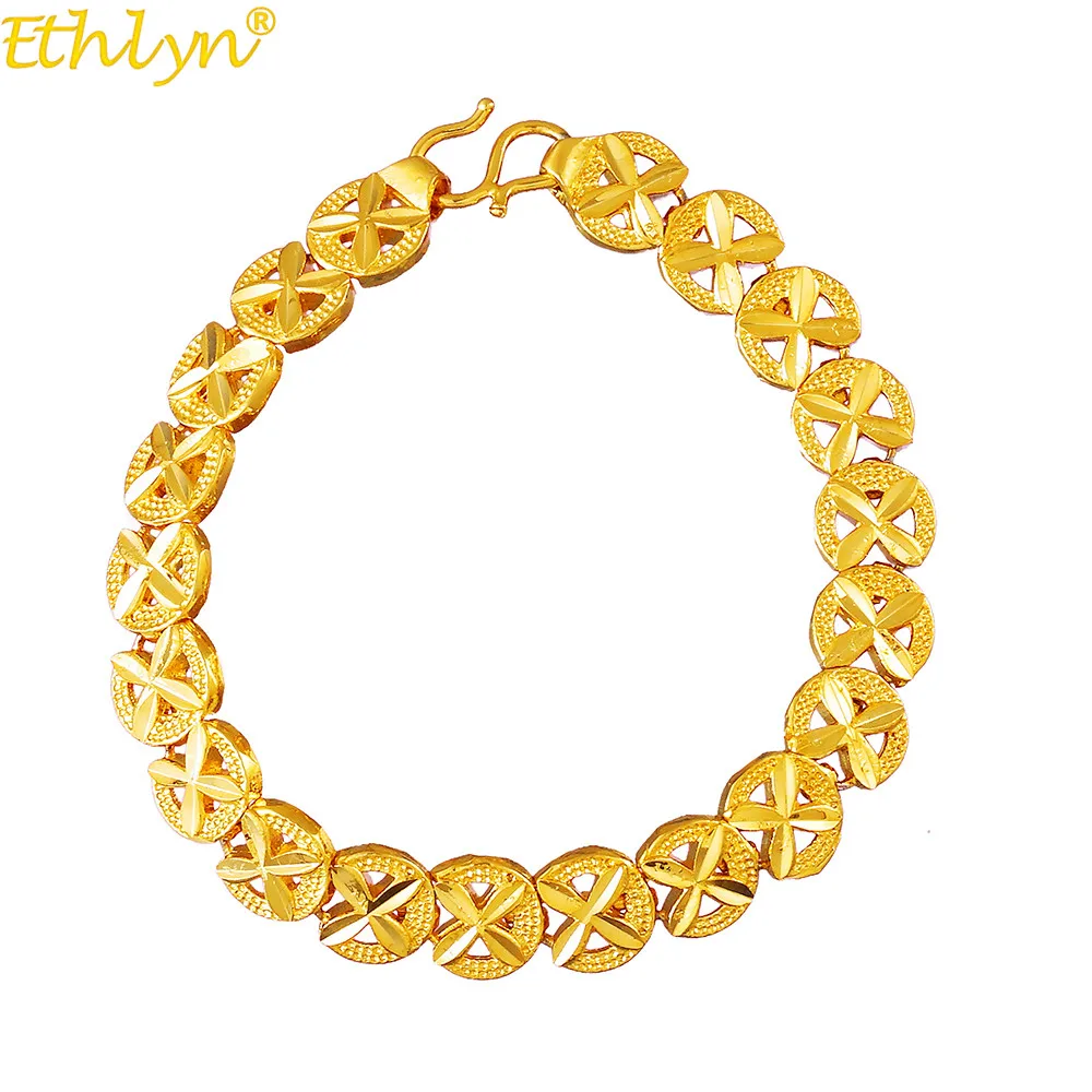 

Ethlyn Bridal Bangle Gold Color Women Bangle Bracelet with Pretty Flower Patterned Jewelry Wholesale B195