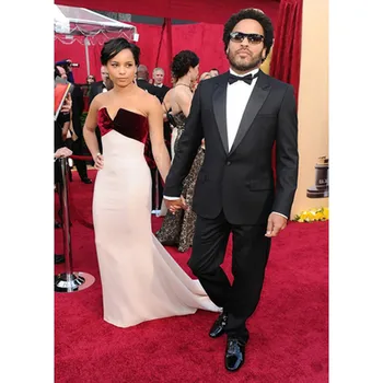 

High Quality Wedding Suits One Button Groom Tuxedos Black Peaked Lapel Black Satin Lapel Groomsmen Men Suits(Jacket +Pants)