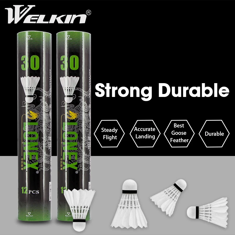 Shuttlecocks Flying-Stability Badminton Outdoor Training-Game White 12PCS for Durable