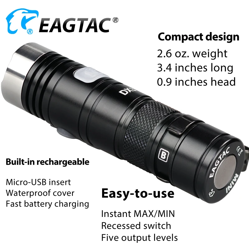 EAGTAC DX3B MINI PRO XHP50.2 2480 люмен перезаряжаемый светодиодный фонарик программируемый выход EDC фонарь супер мощный аккумулятор 18350