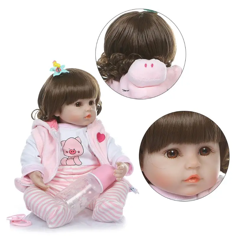 

19in Lovely Realistic Reborn Doll Soft Silicone Vinyl Newborn Babies Girl Princess Lifelike Handmade Toy Children Birthday Gifts