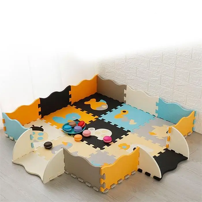  25 PCS Animal Pattern Foam Puzzle Kids Rug Carpet With Fence Split Joint EVA baby Play Mat Indoor S