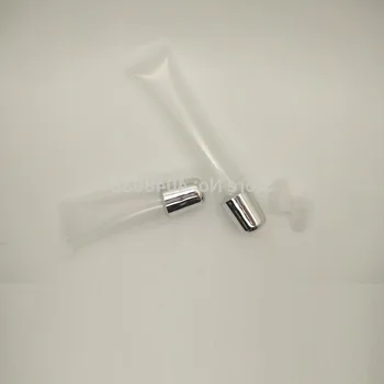 

Empty 10g 15g 20g Lipgloss Squeeze Tubes Gold Silver Cap Cosmetic Packaging Clear Empty Lip Gloss Squeeze Tubes 25pcs/lot