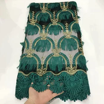 

African Lace Fabric 2019 French Cord Lace Fabric Embroidered Nigerian Tulle Lace Fabric With Stones For Wedding 02