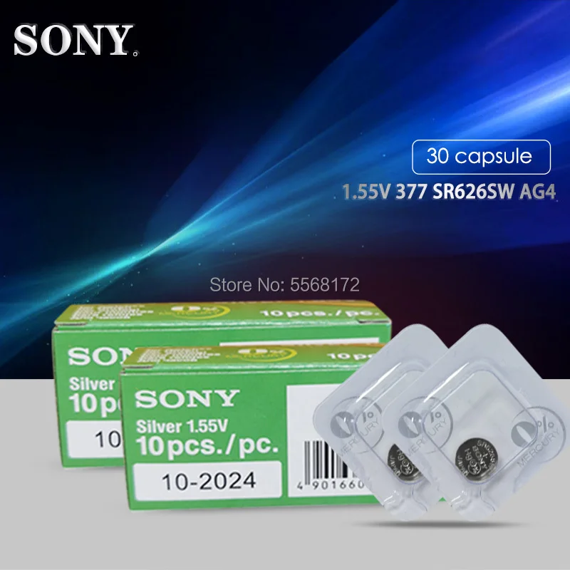 30 шт. новая Однослойная упаковка Sony 100% оригинал 377 SR626SW SR626 AG4 1 55 в оксид серебра