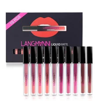 

10 Colors/Set Lipstick Set Long Lasting Liquid Lip Gloss Lip Tint Matt Lipstick Labiales Mate Larga Duracion Maquillaje Mujer