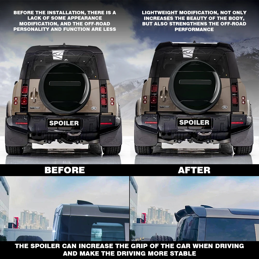ランドローバーディフェンダー 2020 ABSリアスポイラーウィング トランクスポイラーウィング カスタマイズ用 Olgyn Abs 車のトランクスポイラー ランドローバーディフェンド 2020